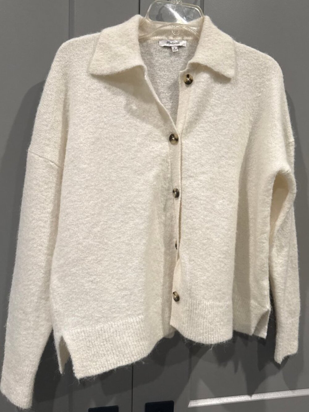 Madewell Carrabelle Polo Collar Cardigan Sweater Alpaca Wool Ivory Women’s M